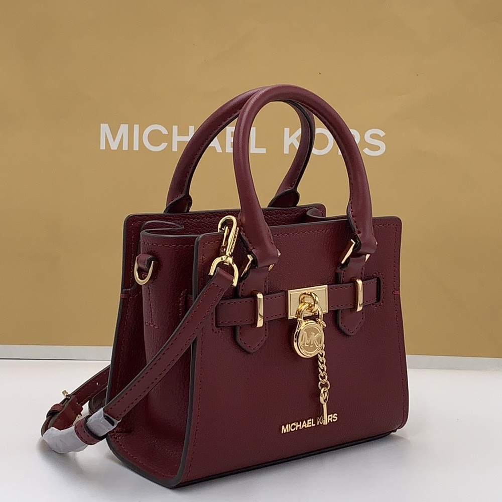 MICHAEL KORS HAMILTON XSMALL SATCHEL CROSSBODY DARK CHERRY COLOR - Picture 8 of 16